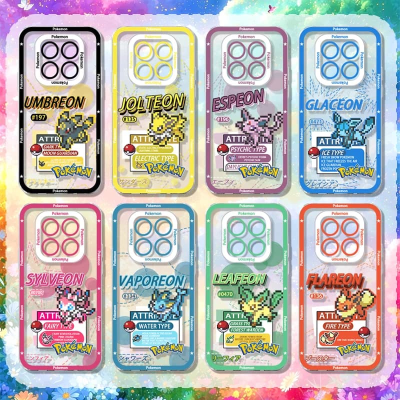 Cover Trasparente P-Pokemon Eevee Pokedex Puzzle per Xiaomi Redmi Note 15 14 13 Pro Plus 12 11 10 14S 13S 12S 11S 10S 4G 5G