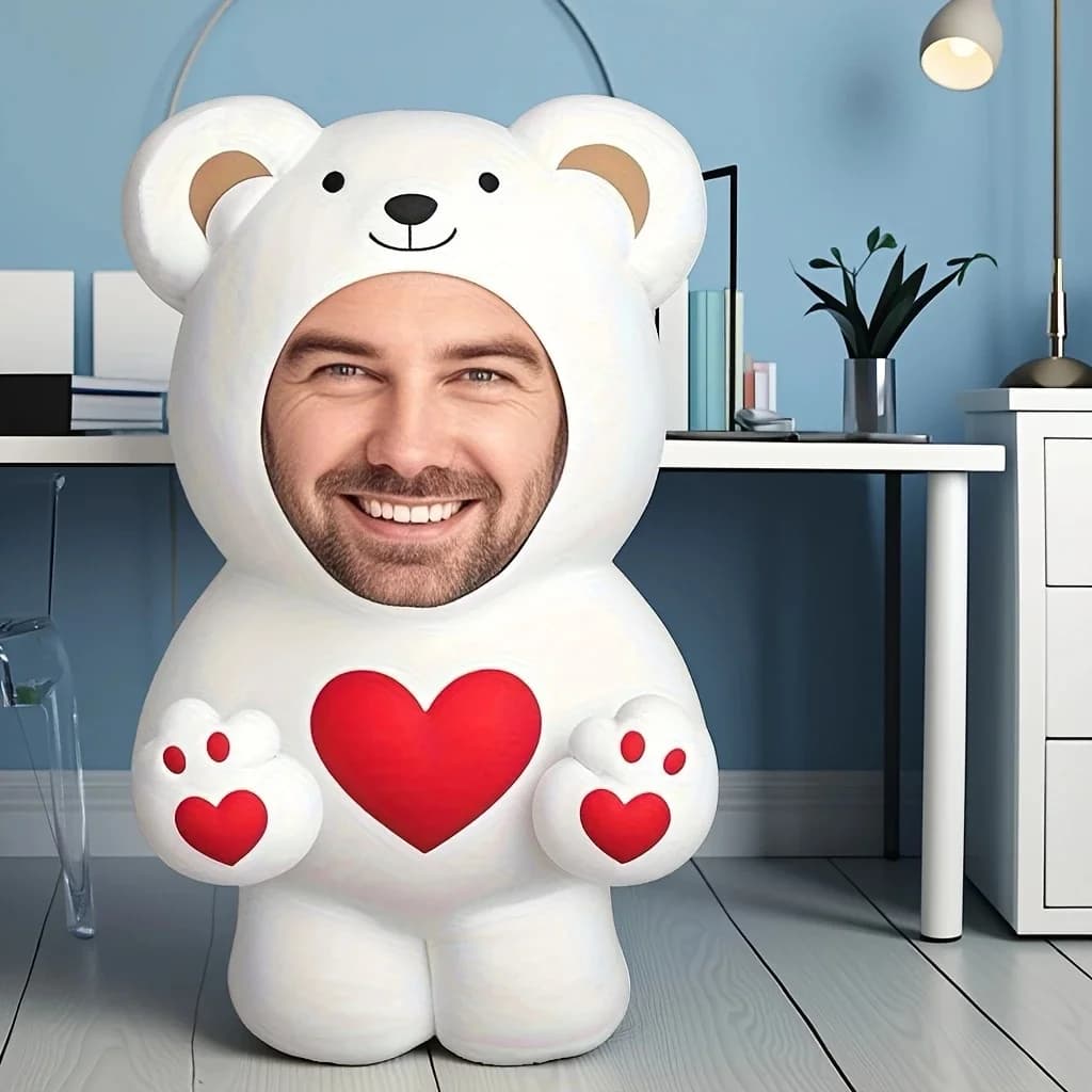Cuscino per orsetto con foto personalizzata Decorazione personalizzata per la casa _ per l'ufficio Cuscino morbido in fibra di poliestere, anniversario di compleanno San Valentino