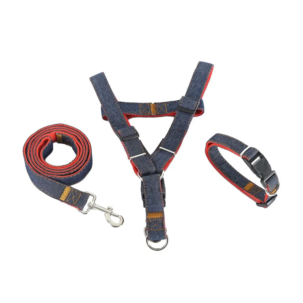 Pet Traction Rope Set Dog Harness Leash Combo Front Clip Chest Strap for Pulling Control Gentle No-Pull Training Walking