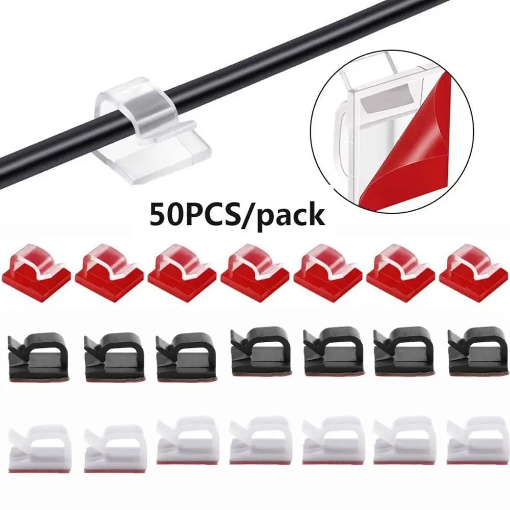 50 pezzi clip per cavi gestione cavi autoadesivi supporto per cavi nero morsetto per organizer accessori per clip per cavi per auto autoadesivi