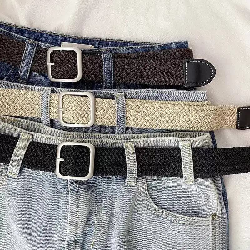 Casual Leather Belt for Teenage Boys Big Kids Canvas Pants Belt Trendy Versatile Young People's Fashion Accessory Spring Summ...