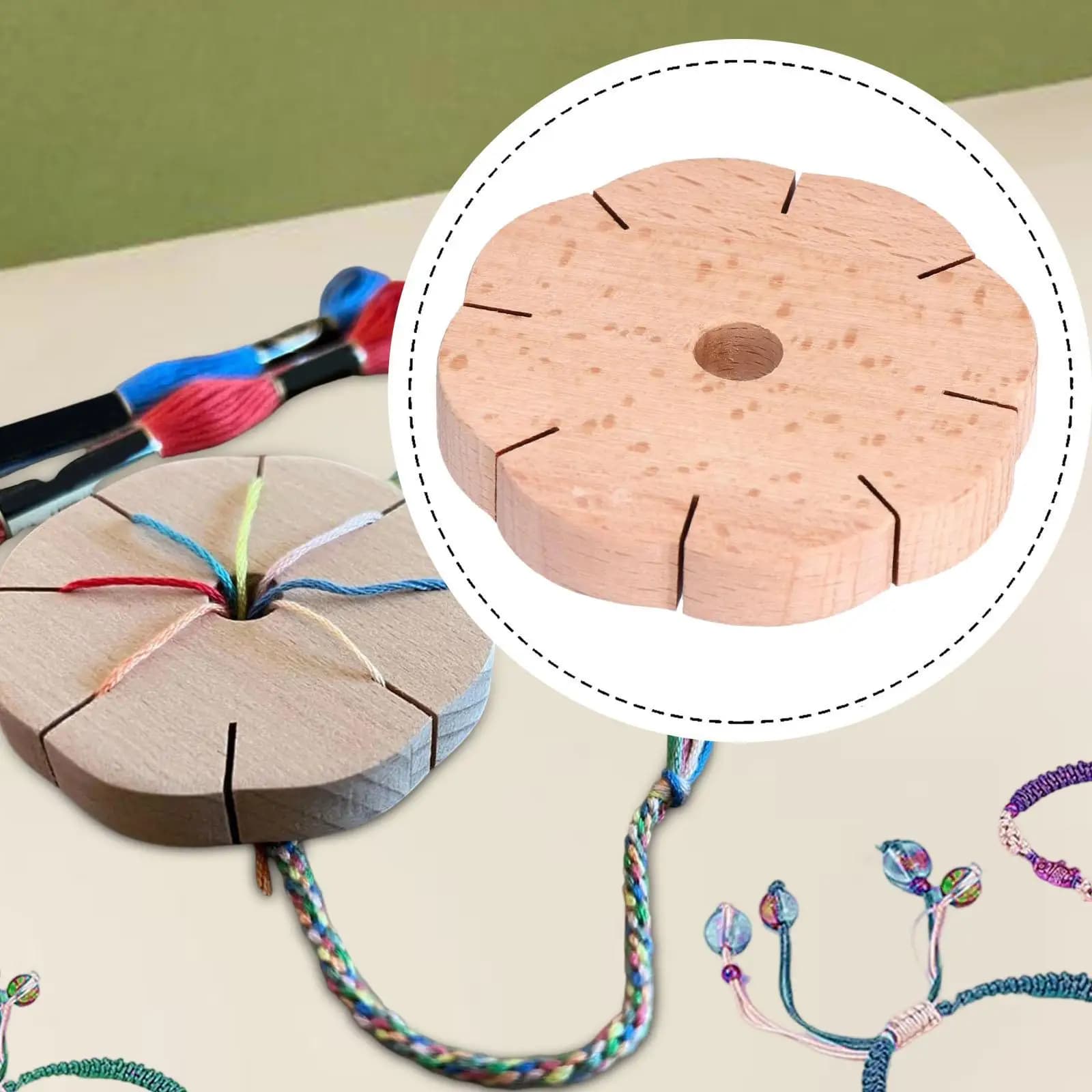 Round Kumihimo Beading Disc Portable Wood Braiding Cord Loom for Bracelet Weaving Machine DIY Jewelry Crafts
