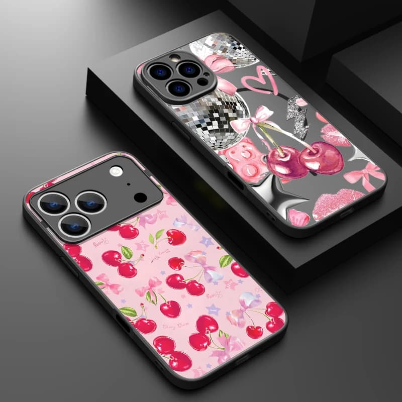 Cute Cherry Pattern Magnetic Phone Case For iPhone 17e 17 15 16 14 13 Pro max 13 16e For Magsafe Wireless Charge Hard Back Cover