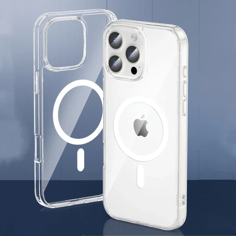 Fashion Anti-Yellow Crystalline Phone Case for iPhone 16 15 14 13 12 Pro Max Magsafe Wireless Charging Acrylic Cover Case