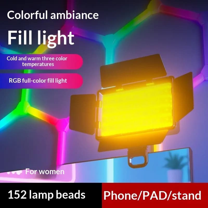 Diffusore a quattro pagine Luce di riempimento RGB Fotografia Luce quadrata Atmosfera Trasmissione in diretta esterna Illuminazione Luce di bellezza a LED