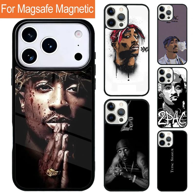 Rapper 2pac Singer Tupac SOFT Magnetic Wireless Phone Case For iPhone 17 Pro 16 15 13 12 11 Pro Max Air 14 Plus Magsafe Cover