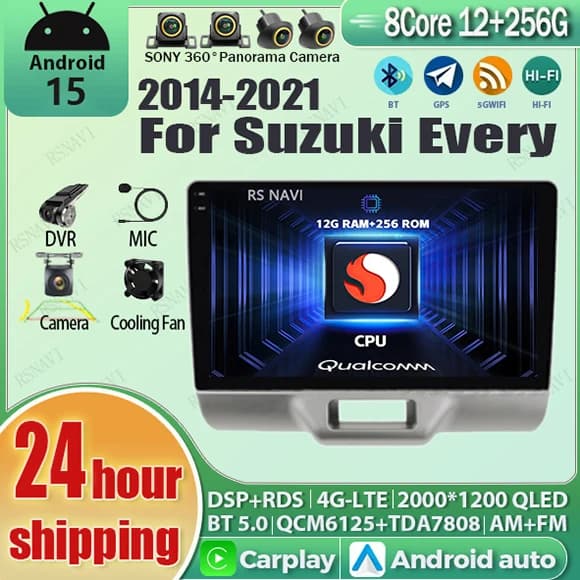 Android 15 Carplay Auto Qualcomm 2K QLED Schermo Lettore di autoradio per SUZUKI Ogni Wagon Hustler 2014 - 2021 GPS Multimediale Wifi