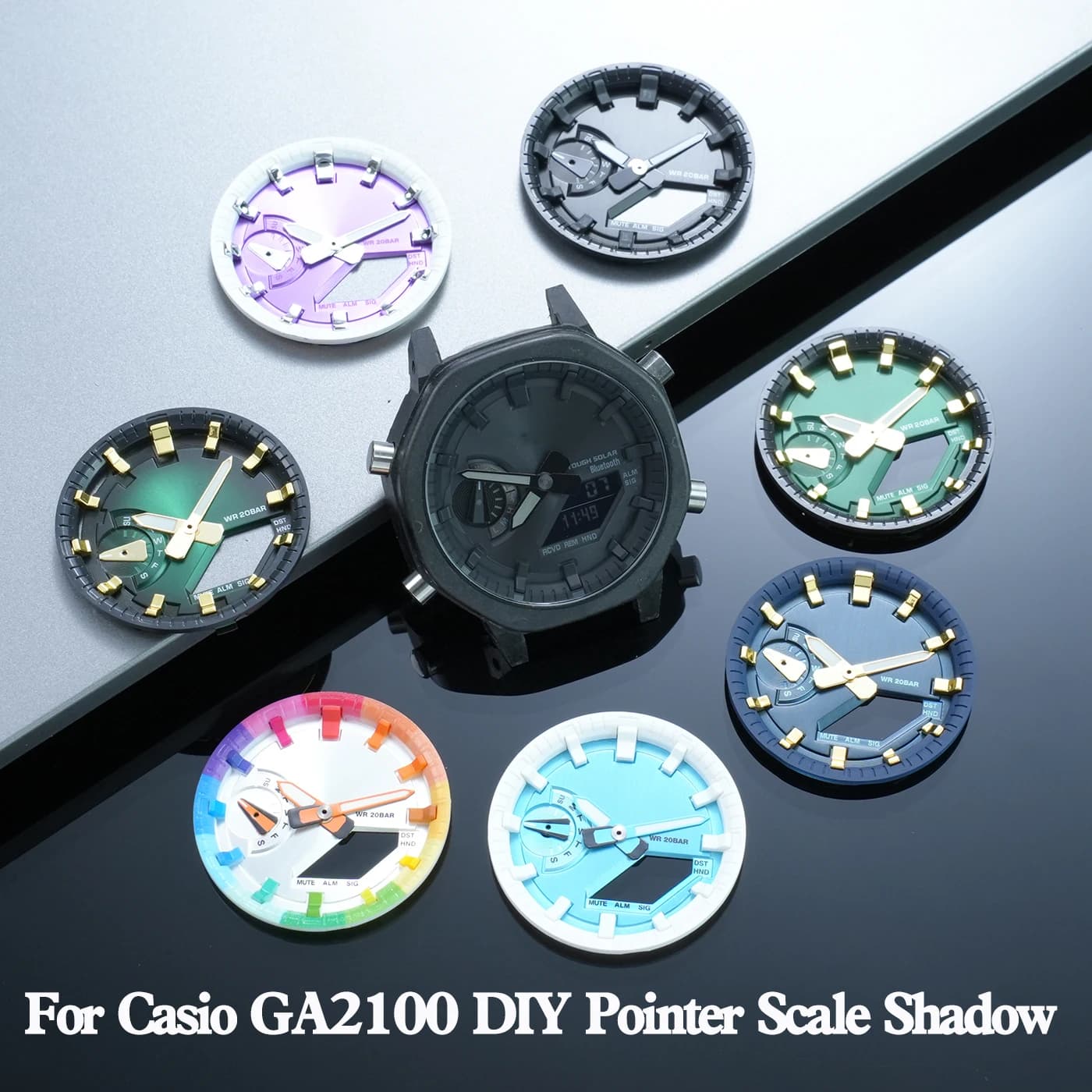 GA2100 Watch Dial Mod Kit For Casio GA-2100 DIY Watch Hands Scale Index Inner Shadow Ring Watch Repair Parts Accessories For Men