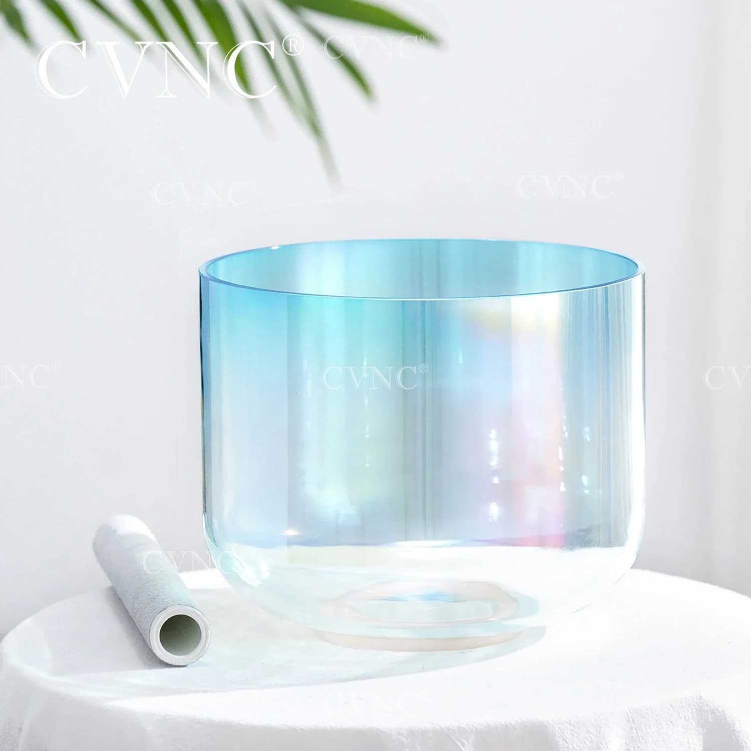 6 Inch Ice Blue Cosmic Clear Alchemy Colored Quartz Crystal Singing Bowl For Sound Healing With Mallet tigela de cristal quartzo