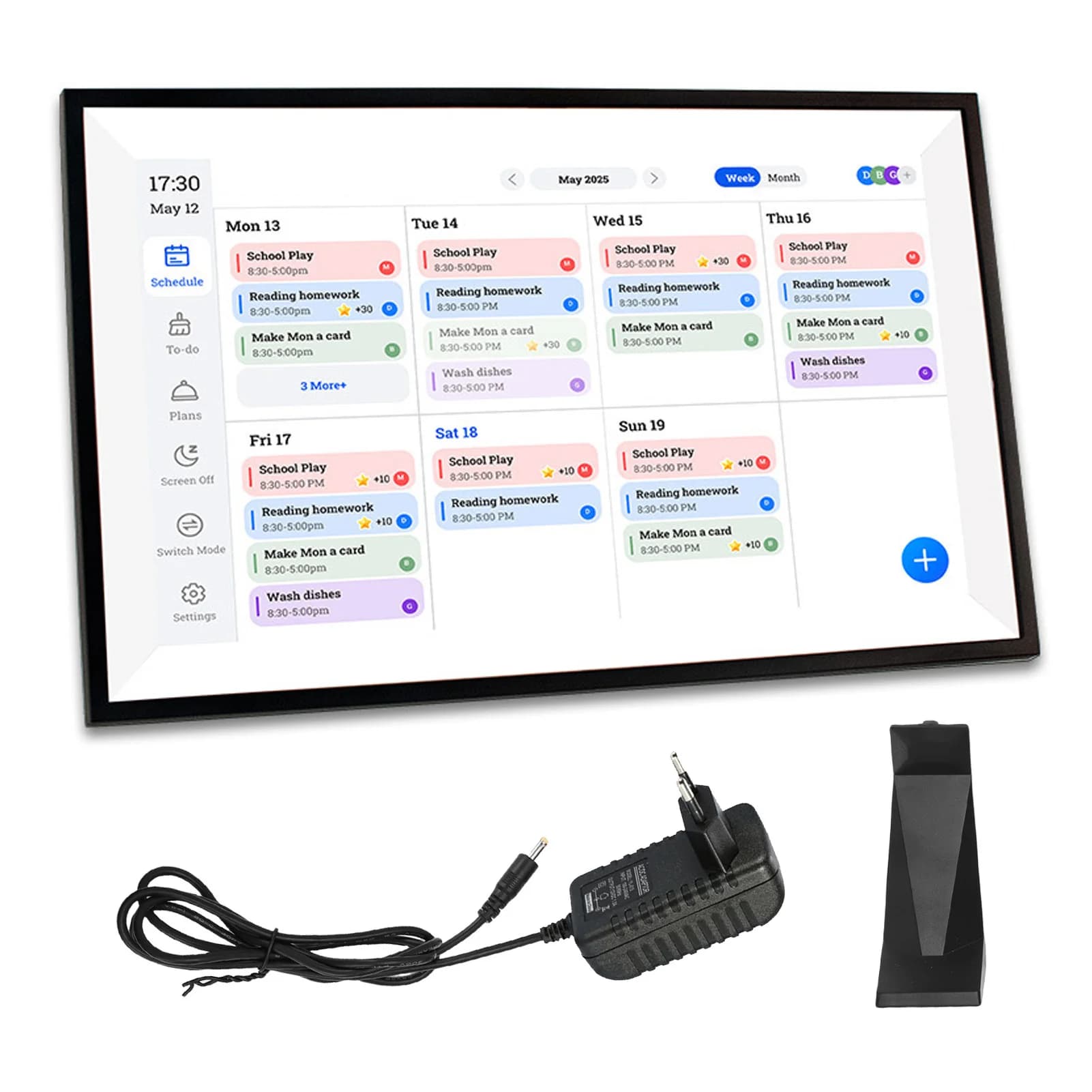 Calendario Digitale Intelligente da 32GB con Schermo Touch Interattivo 1080P da 15,6 Pollici, Pianificatore Familiare e Tabella delle Attività per Parete e Scrivania