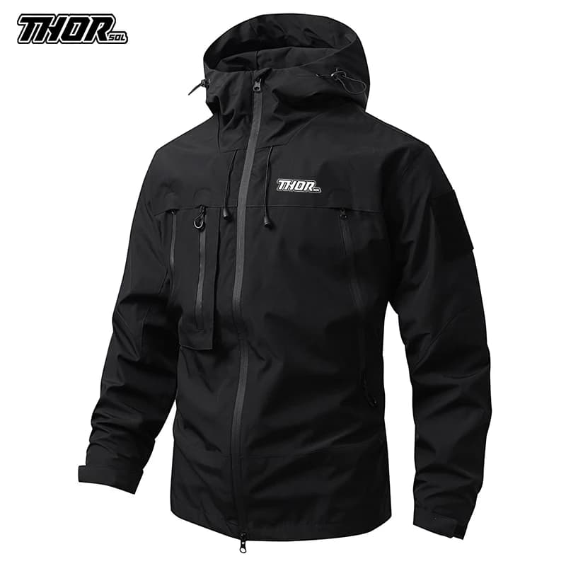 THORSOL 2025 Giacca da ciclismo casual da uomo Capispalla Moda Tinta unita Bicicletta MTB Cappotto Sport Impermeabile Autunno Giacche con cappuccio