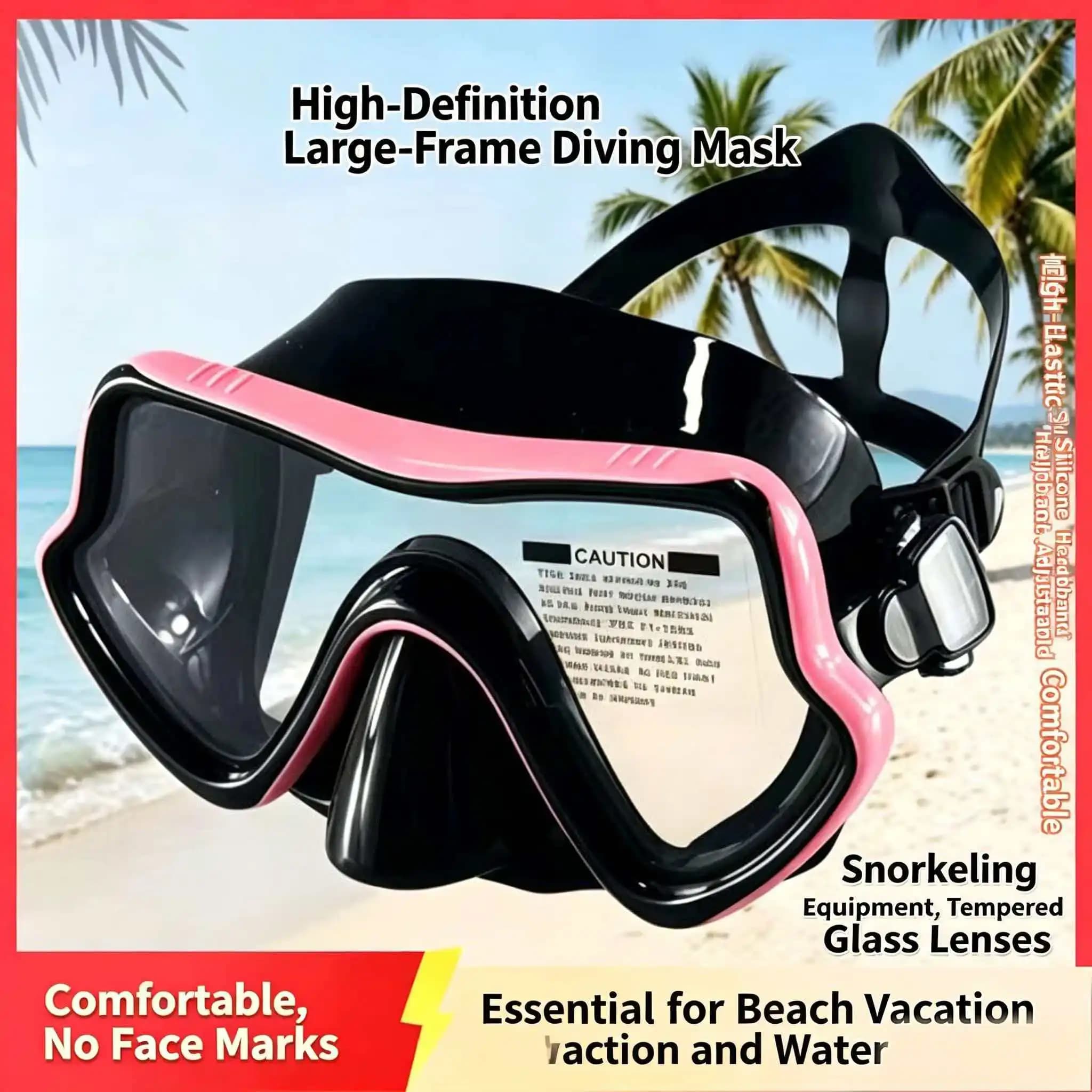 Maschera subacquea in silicone con montatura grande di nuovo stile, maschera da snorkeling e occhiali con copertura per il naso per adulti