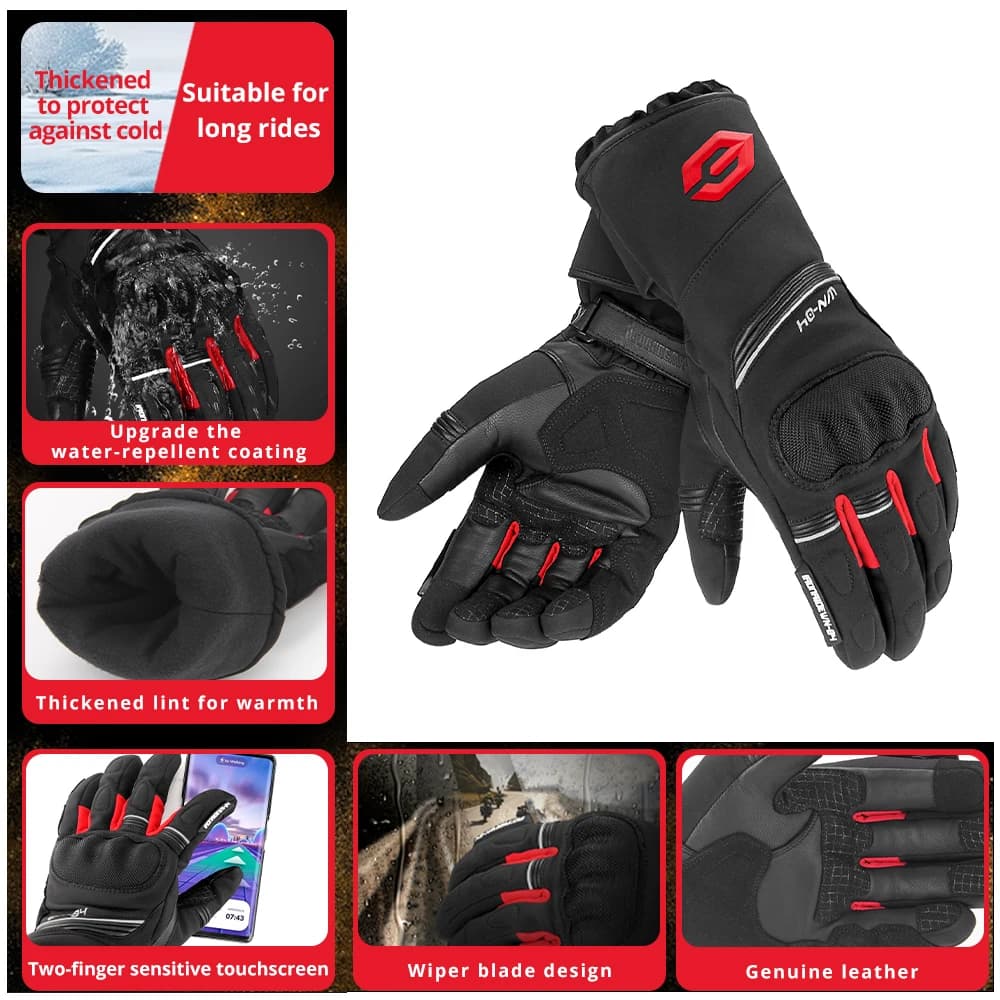 Guanti da moto Guanti da equitazione fuoristrada invernali caldi e impermeabili Guanti touch screen anticaduta e antigraffio con dita intere