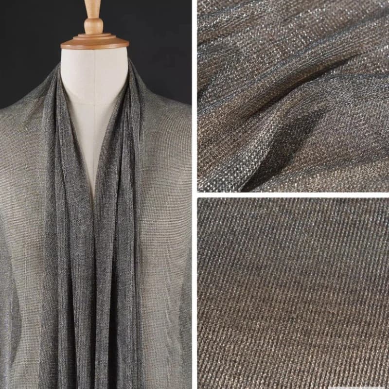 Silver Thread Metallic Knit Fabric Light Grey Sparkle Designer Handmade Sewing DIY Craft Material Dress Background Decoration