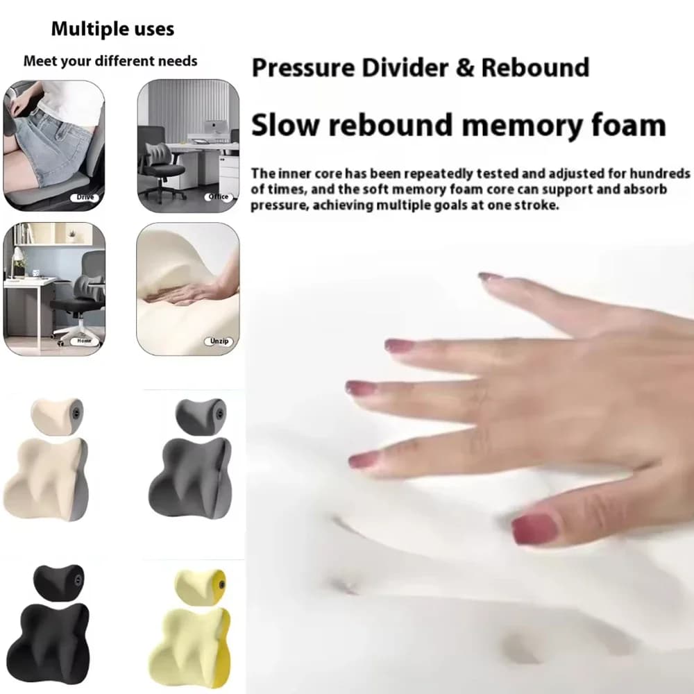 Cuscino Lombare Ergonomico in Memory Foam per Auto, Poggiatesta per Sedile Auto, per Veicoli, Camion, Viaggi, Pendolarismo, Uso Quotidiano e Domestico