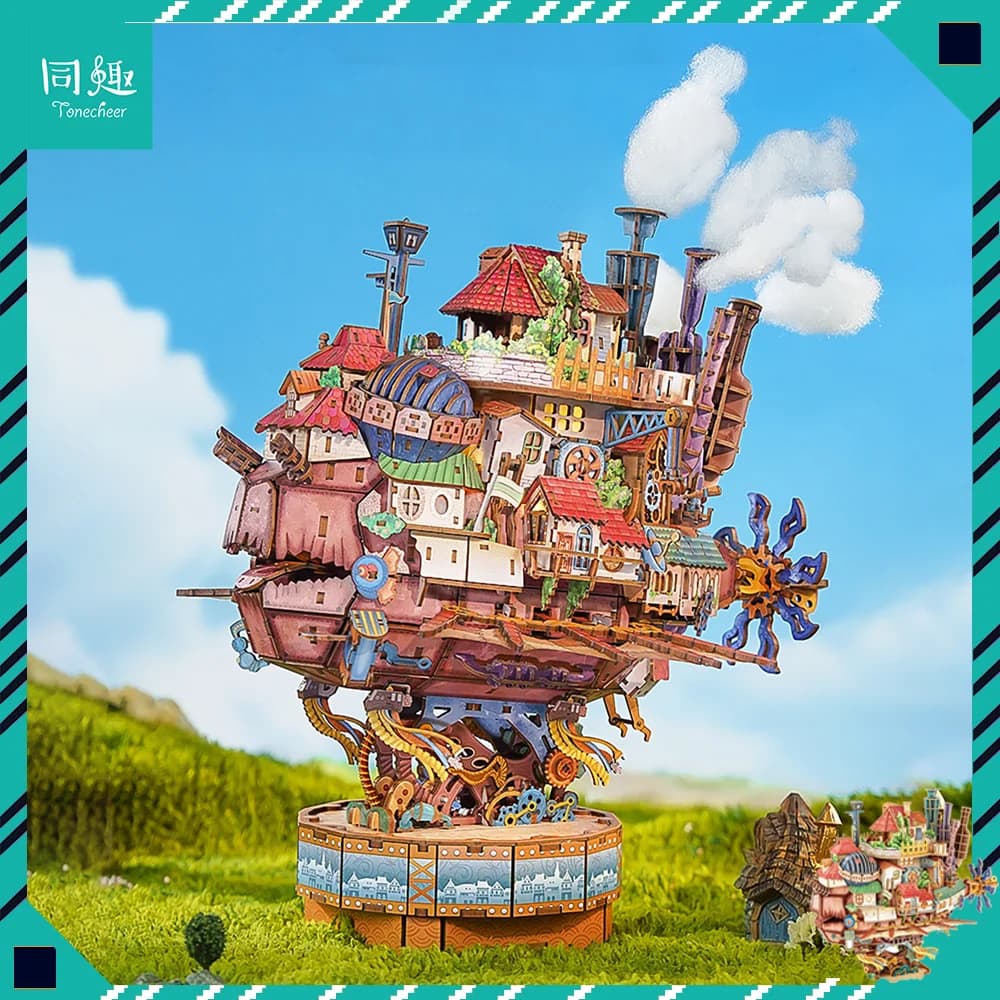 Tonecheer Puzzle in Legno del Castello Errante di Howl, Kit Modello Diorama, Casa delle Bambole 3D in Legno, Regalo di Compleanno