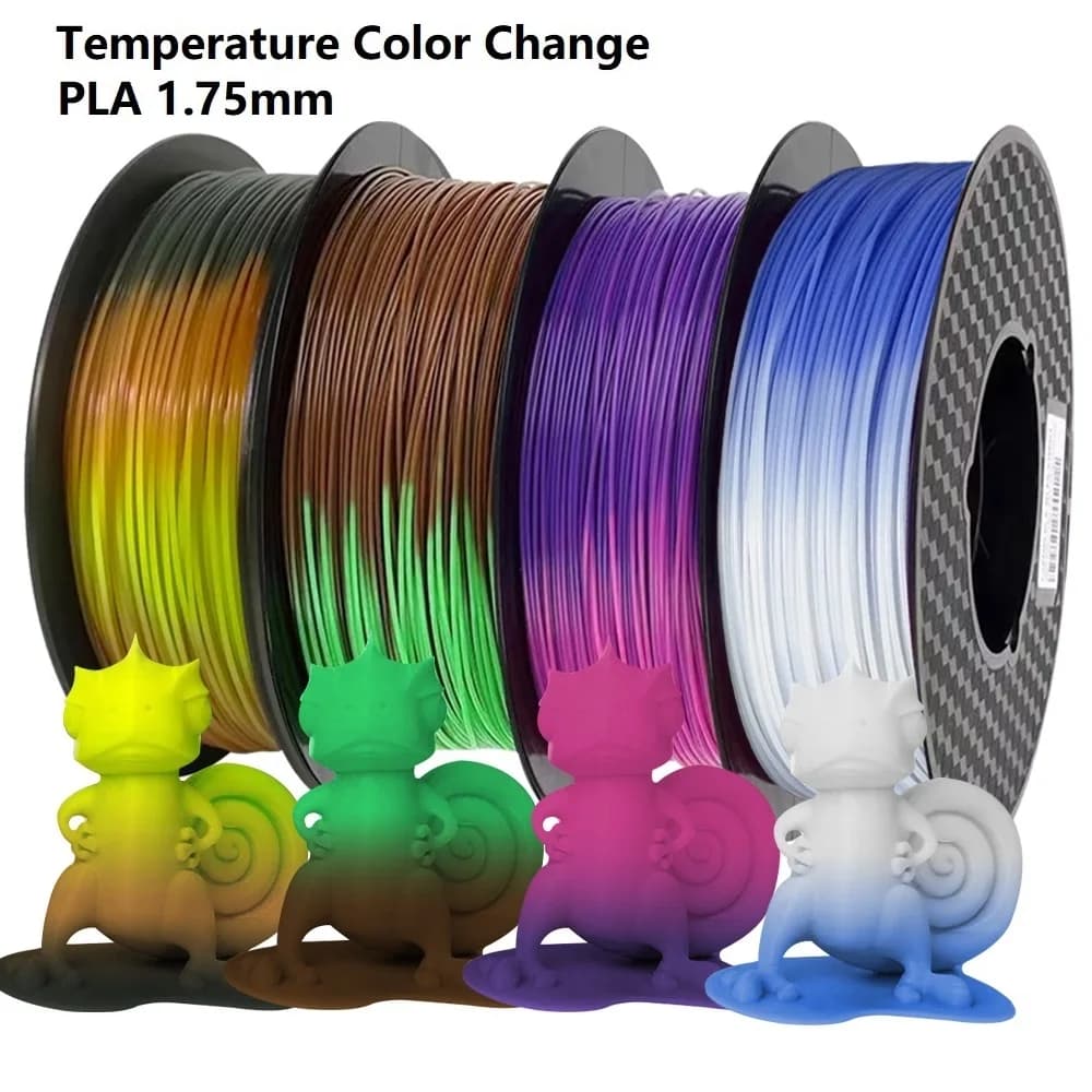 PLA Filament Changing Color with Temperature 1.75mm 1kg 500g 250g 200g 3D Printer Material PLA Filament Reactive to Black Blue Temperature