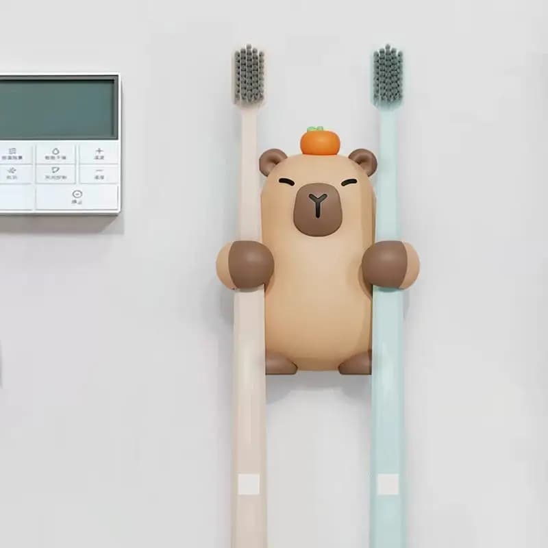 Portaspazzolino da parete per bagno Capybara Spazzolino da denti adesivo carino estetico portaspazzolino da parete per