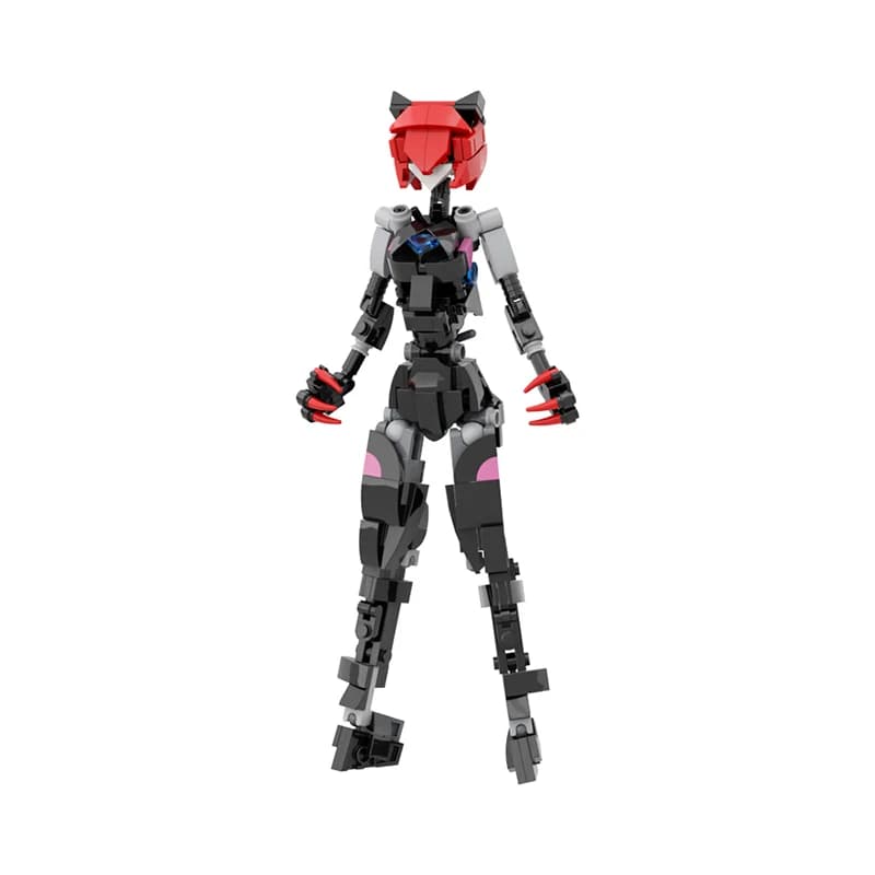 Blocchi da Costruzione MOC - Figura di Ragazza Mecha Altamente Articolata, Cyber Neko Maiden Snodabile, Kit Modello Anime Sci-Fi