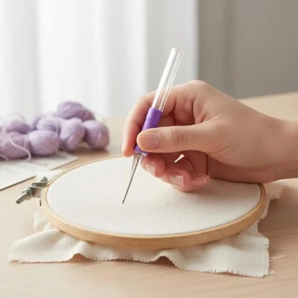 Kit Ago da Ricamo Regolabile per Fai da Te, Strumenti per Punto Croce, Penna per Ricamo, Infilatore per Ago da Ricamo