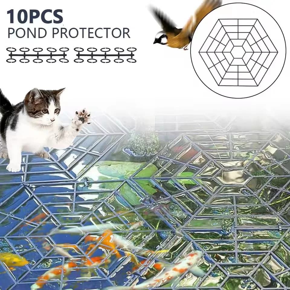 10pcs Pond Fish Protection Net Ponds Protective Cover UV-resistant Sink Plastic Floating Guard Pond Guard Fish Netting Hexagonal