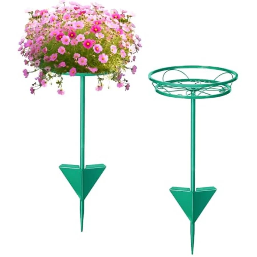 Set di 2 Supporti Regolabili per Vasi da Esterno, Supporti in Metallo per Piante da Esterno, Supporto Versatile per Piante da Giardino per Primavera ed Estate