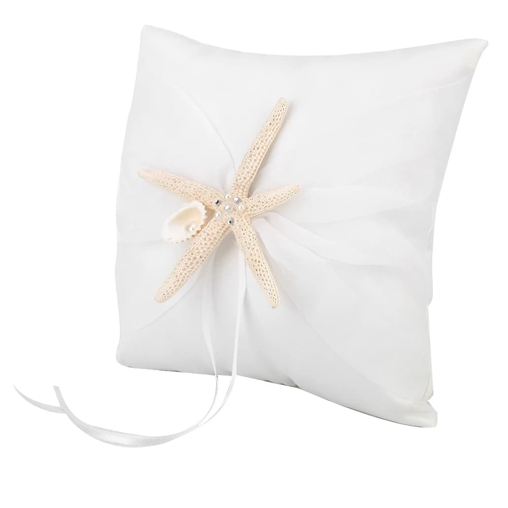 Ivory Ring Bearer Pillow Holder Wedding Ring Pillow with Starfish