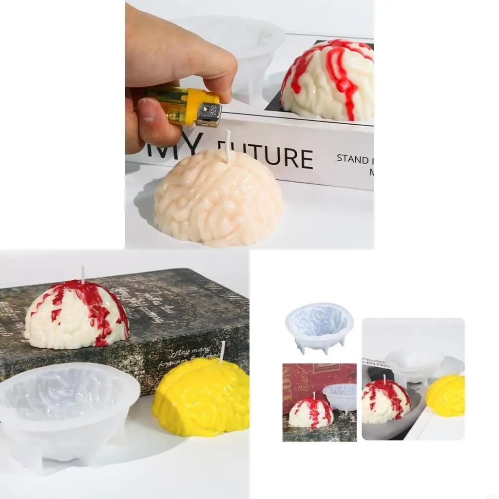 L9BE Halloween Party Brains Mold DIY Gift Moulds Epoxy Resin Casting Molds