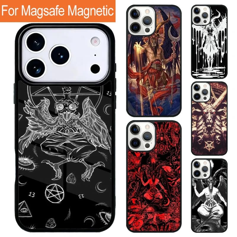 Custodia Magnetica Wireless Gotica Baphomet Satan per iPhone 17 Pro 16 15 13 12 11 Pro Max Air 14 Plus con Cover Magsafe