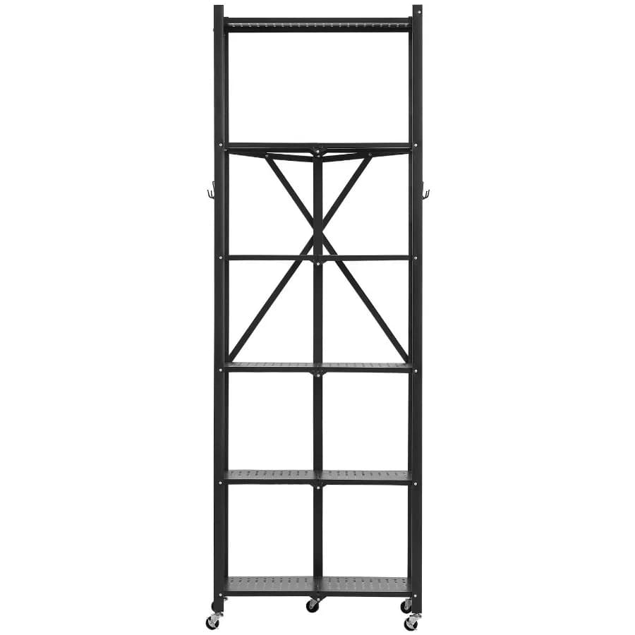 Scaffale pieghevole a 6 ripiani 24W x 12D x 72H pollici, scaffalatura metallica pieghevole senza montaggio, scaffale organizer con 5 ruote 4