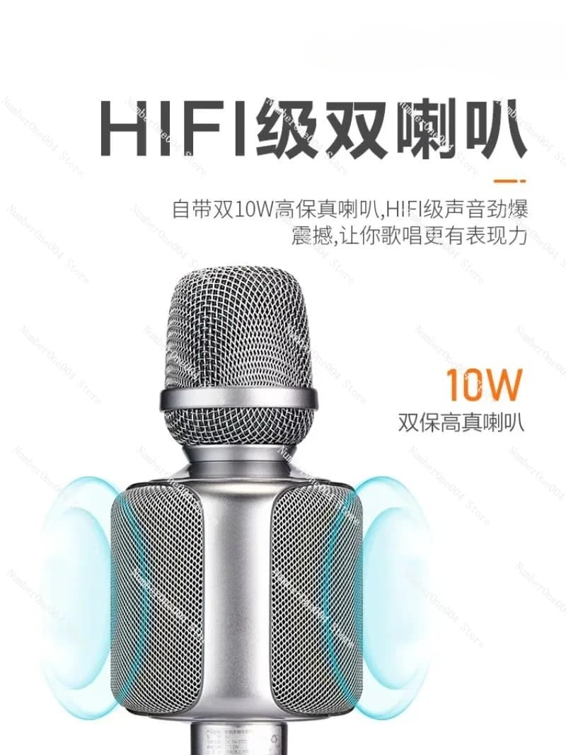 Microfono audio Macchina all-in-one con microfono con scheda audio integrata, ricevitore per telefono cellulare wireless Bluetooth Karaoke che canta