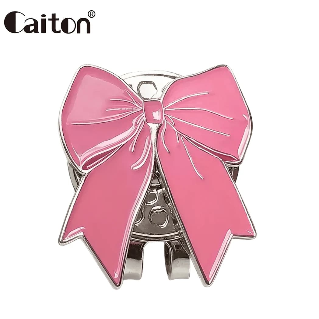 Clip per cappello da golf con fiocco rosa Caiton con pennarello magnetico, grazioso accessorio per berretto da golf da donna, ottimo regalo per esercitarsi o giochi