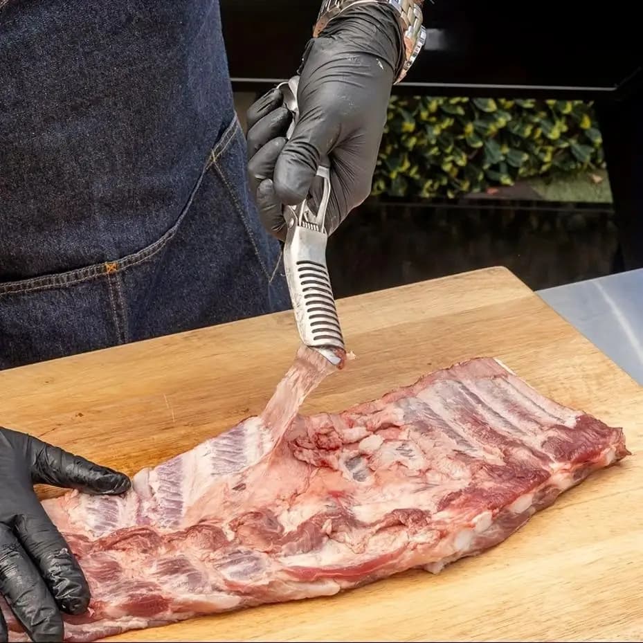 1 Pezzo Strumento per Rimuovere la Membrana dalle Costine - Spelacostine in Acciaio Inox con Manico Ergonomico per Preparazione della Carne, Utensile da Cucina Moderno