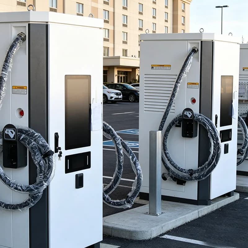240kW Double Gun NACS DC Fast Charging Station, Heat Resistant Two Vehicle Charger for Open Parking Lot
