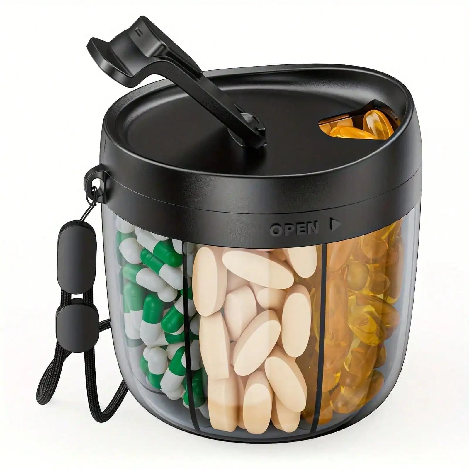 Dispenser portatile per pillole, organizer per vitamine con 7 scomparti, contiene un gran numero di integratori con funzione anti-miscelazione