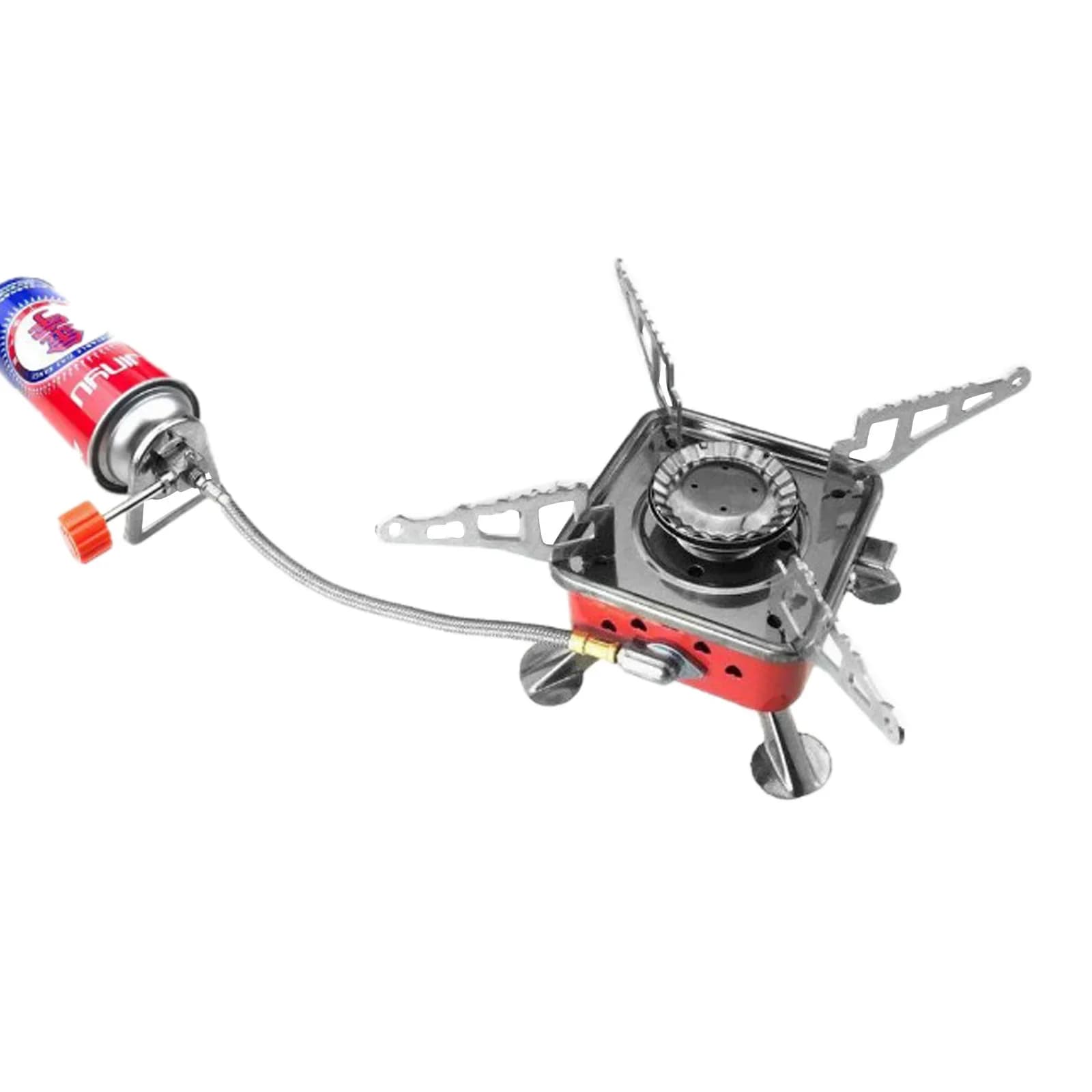 1pc Mini stufa quadrata da esterno con adattatore per gas CB Can Baionetta rinforzata esterna Piccolo forno da campeggio Picnic Escursionismo Viaggi