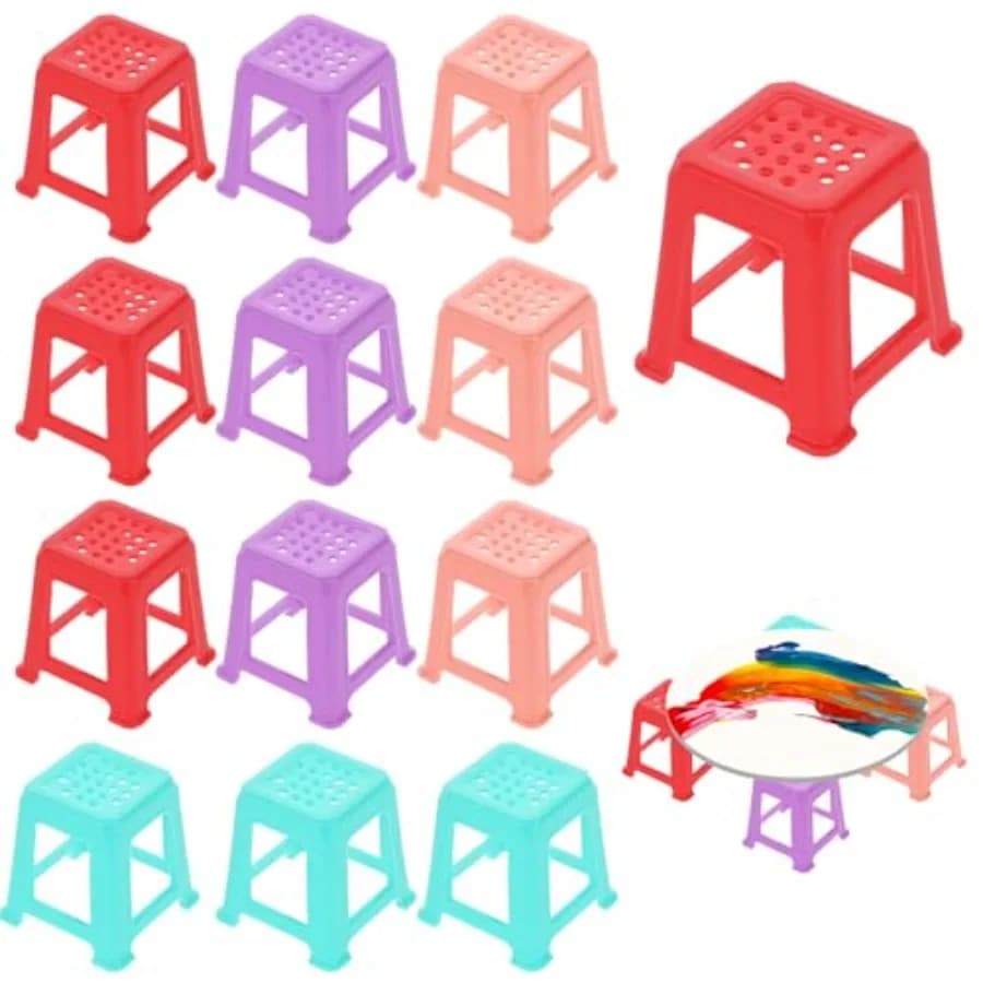12 Pcs Canvas Stands for Mini Canvas Feet Risers - Fluid and Acrylic Pouring Paint Supplies - Solid Color Plastic Paint Pouring