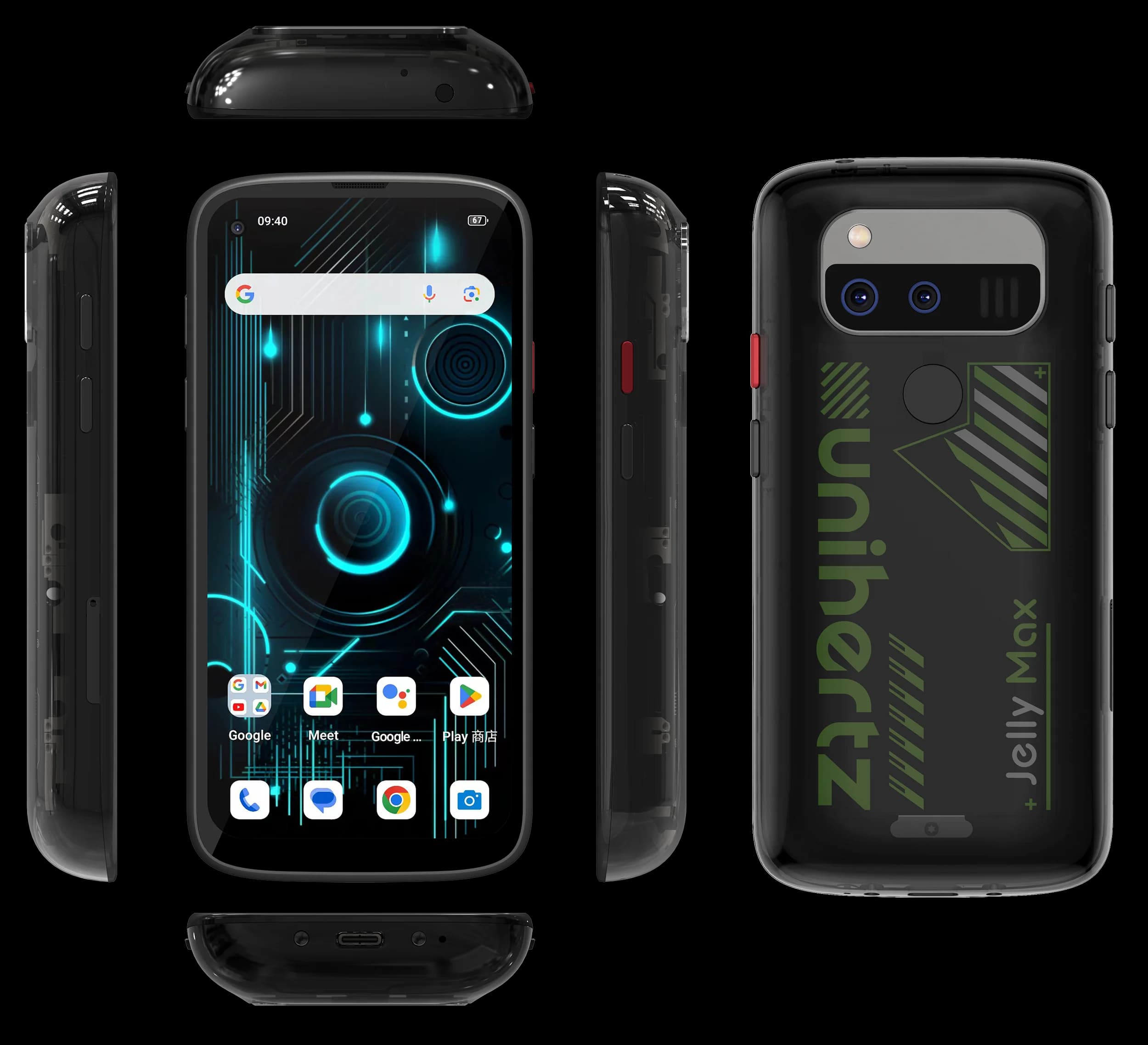 Unihertz Jelly Max Mini Smartphone 5G Android 14 Dimensity 7300 CPU 24GB 256GB 100MP 32MP Fotocamera 4000mAh Batteria Schermo 5.05"