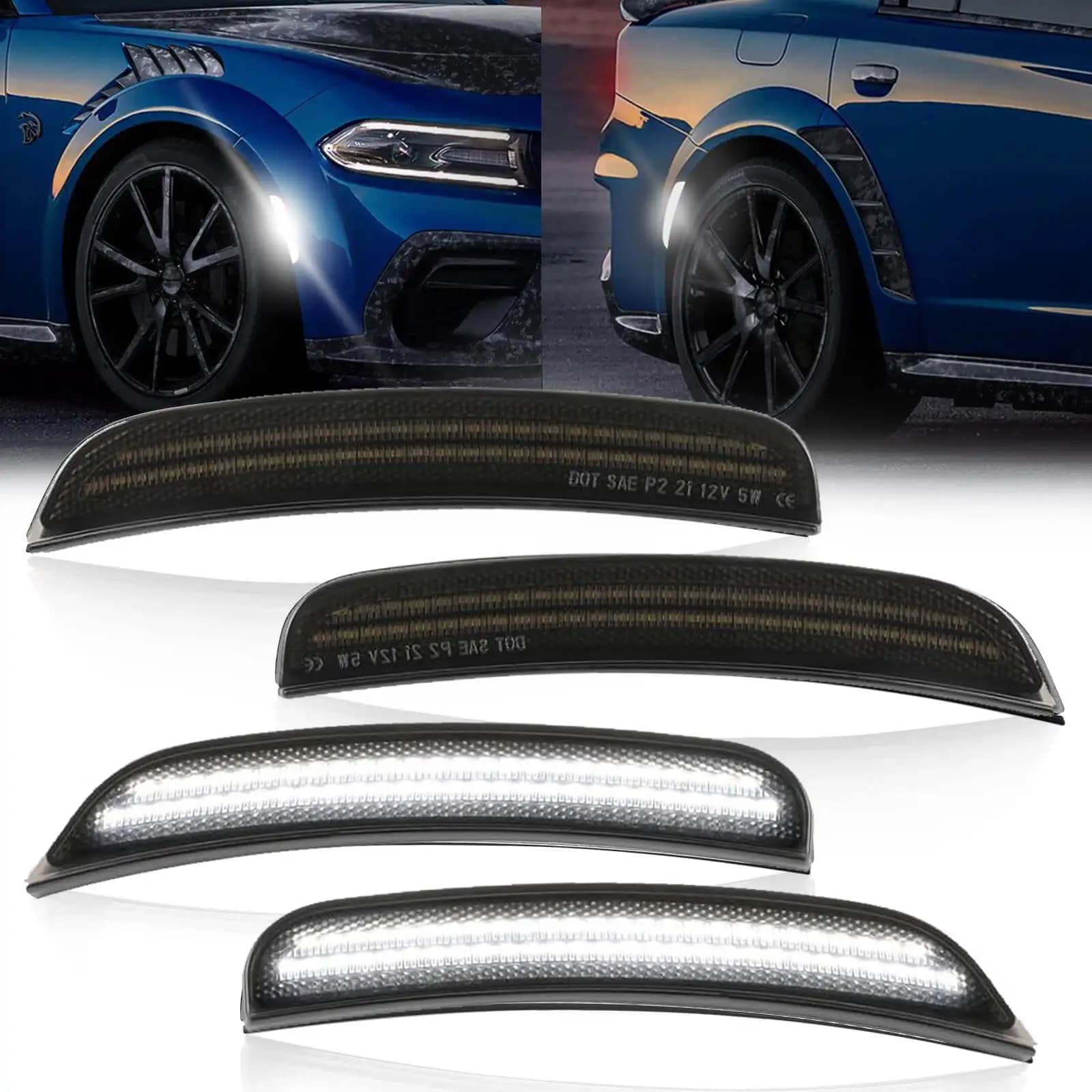 Per Dodge Charger 2015-2023 LED Auto Paraurti Anteriore/Posteriore Indicatore Laterale Indicatore di Direzione Lampada/Luce di Guida Accessori Auto