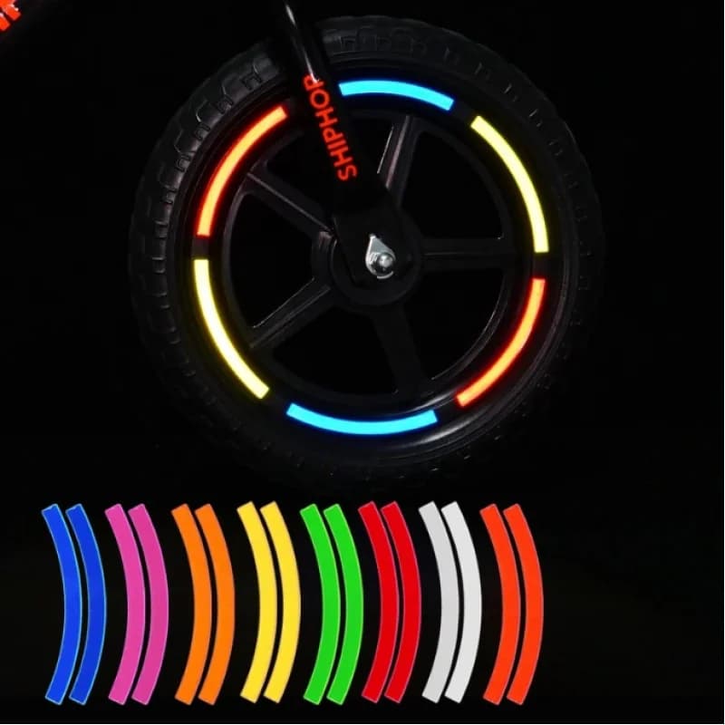 1/2pcs Colored Reflective Tire Sticker Kids Balance Bike Reflective Sticker Wheel Decal Bicycle Accessories