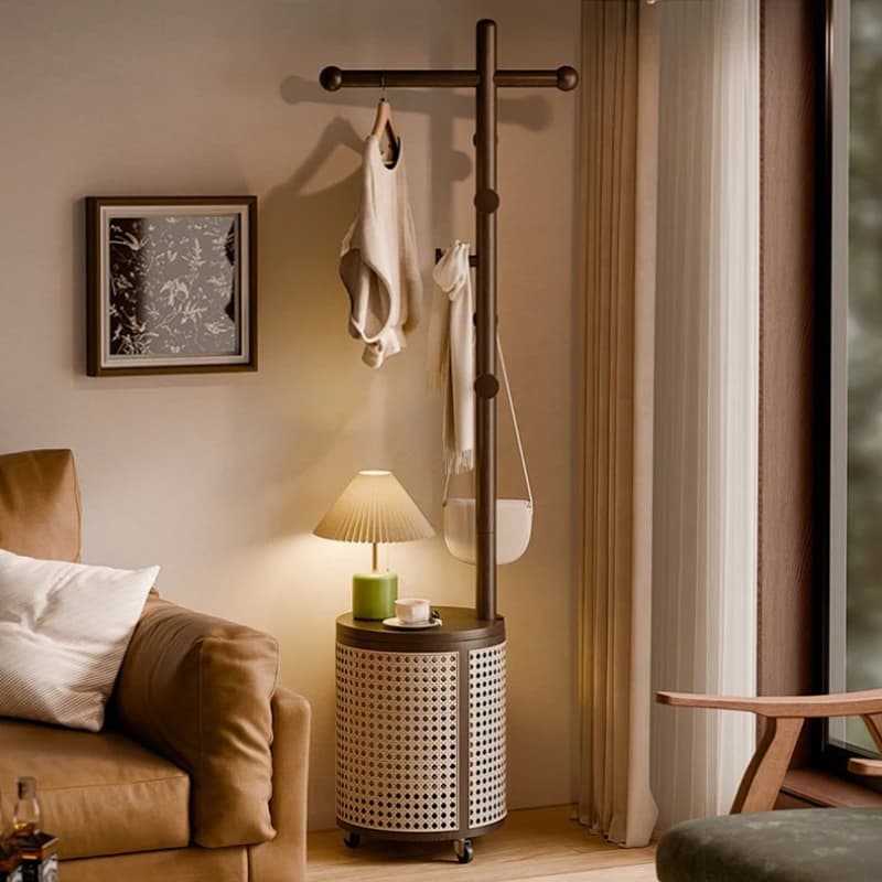 Solid wood mobile Coat rack organizer Shelf Hat storage Dress hanger multifunction minimalist colgador de ropa home furniture
