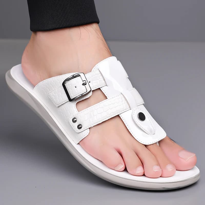 Sandali Casual da Uomo a Righe con Fibbia, Antiscivolo, Resistenti all'Usura, Traspiranti, per Uso Quotidiano e Spiaggia - 2568