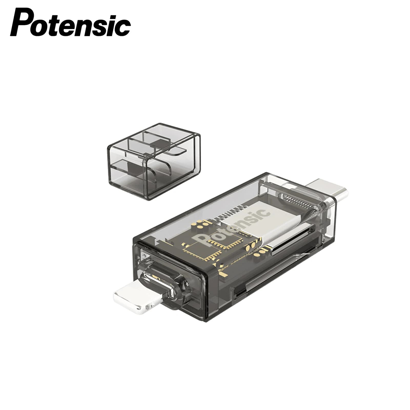 Potensic Original Lightning & Type-C Dual-Port Card Reader (SD/TF Compatible)