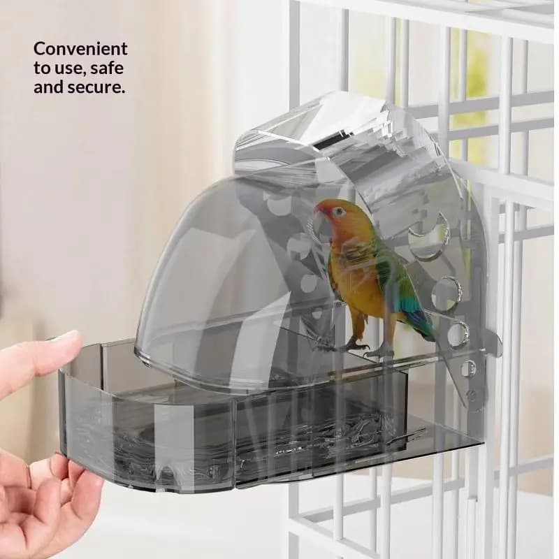Large Transparent Bird Bath Box Removable Drawer Lightweight Durable Perfect Gift for Bird Lover Pet Owners