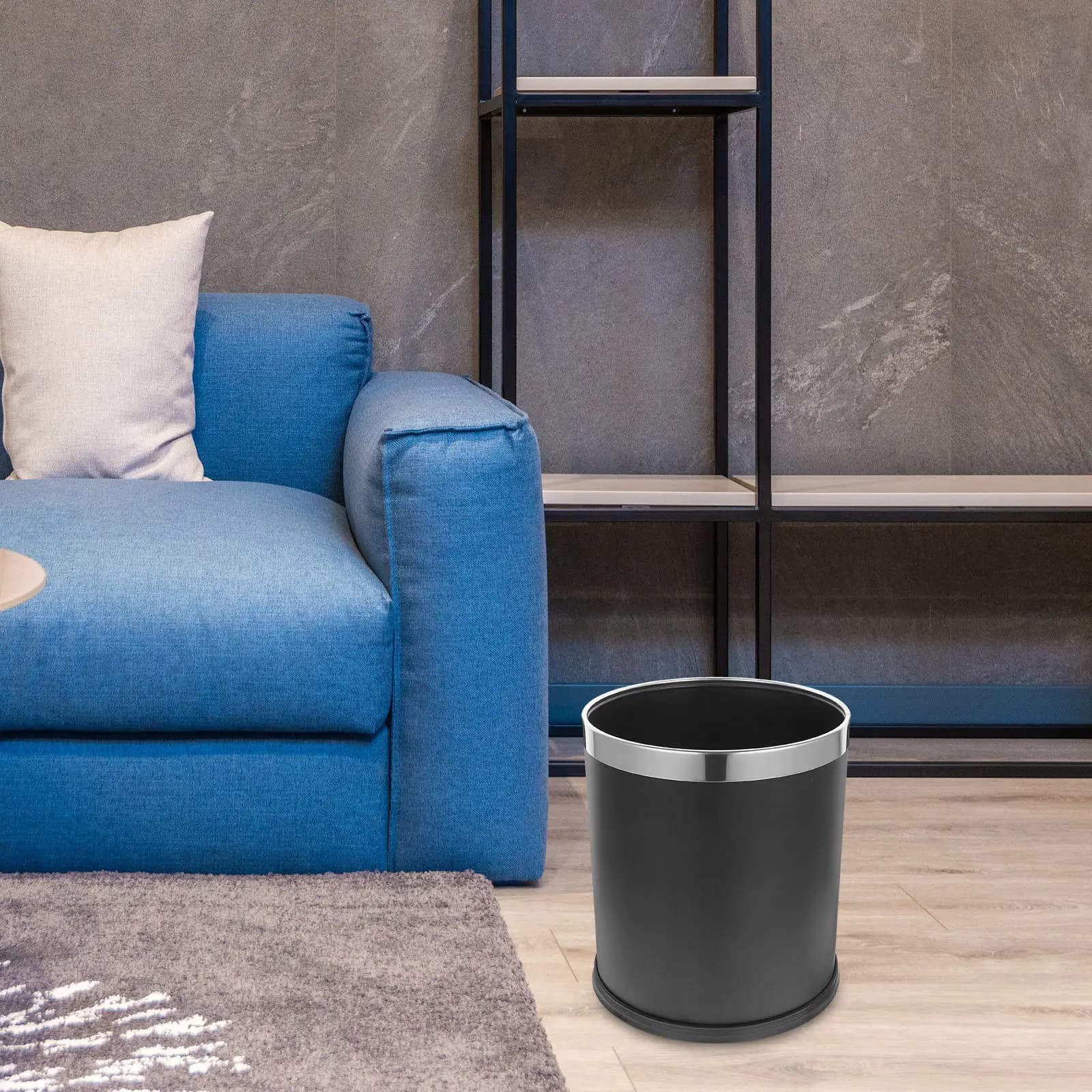 Sturdy Metal Trash Can Iron Wastebasket for Kitchen Bathroom Bedroom Office Garbage Bin Compact Size Recycle Basket