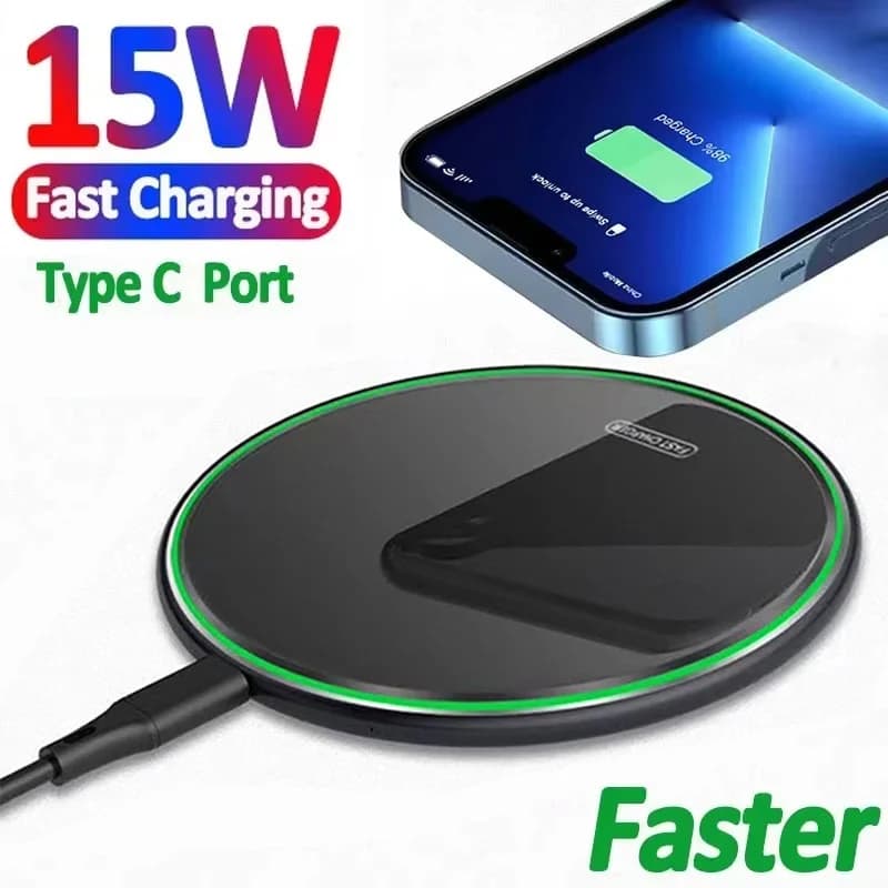 Caricatore wireless da 15 W, caricatore wireless da tavolo per iPhone, caricabatterie wireless per smartphone, stazione di ricarica rapida a induzione