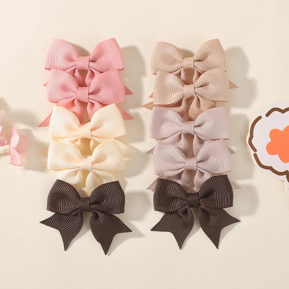 Set of 10 baby hair clips, classic ribbon flakes, mini adorable clips, new colors