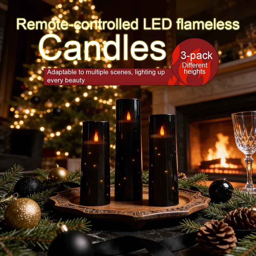 Set di 3 Candele LED Senza Fiamma in Acrilico, Luci a Stringa con Timer e Dimmer, Effetto Sfarfallio per Halloween, Ringraziamento, Feste Autunnali e Decorazioni da Tavola