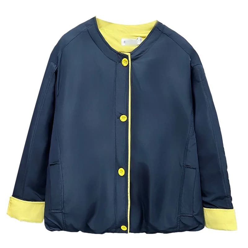 XXXXL Moda Plus Size Parka da donna Nuovo stile invernale Polsini semplici color block Giacca imbottita senza colletto Cappotto caldo 1748