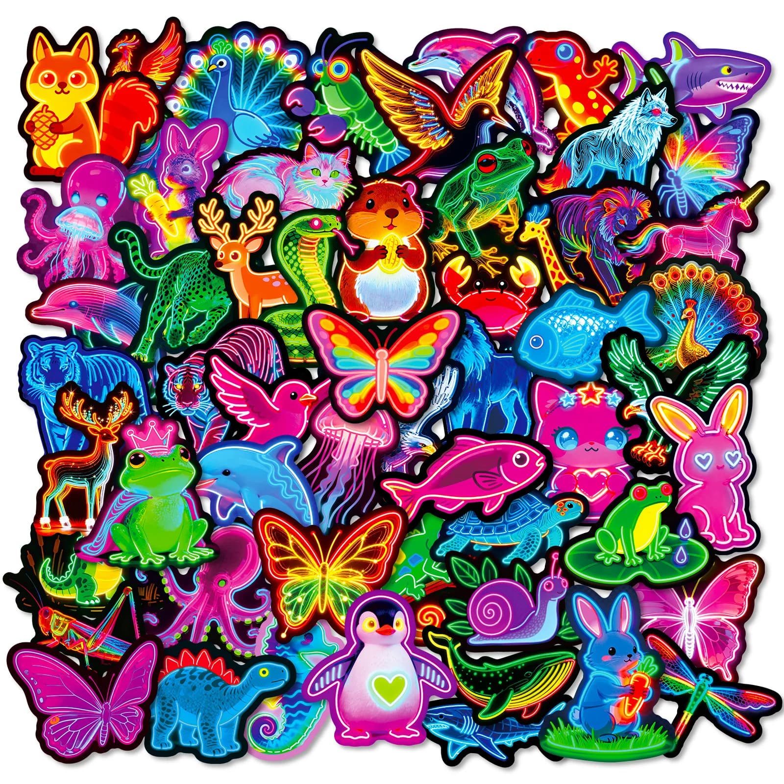56/112 Pcs Nuovo Neon Animale Colorato Del Fumetto Doodle Adesivi per la Ricompensa FAI DA TE Scrapbook Scatola di Cancelleria Notebook Casco Scooter